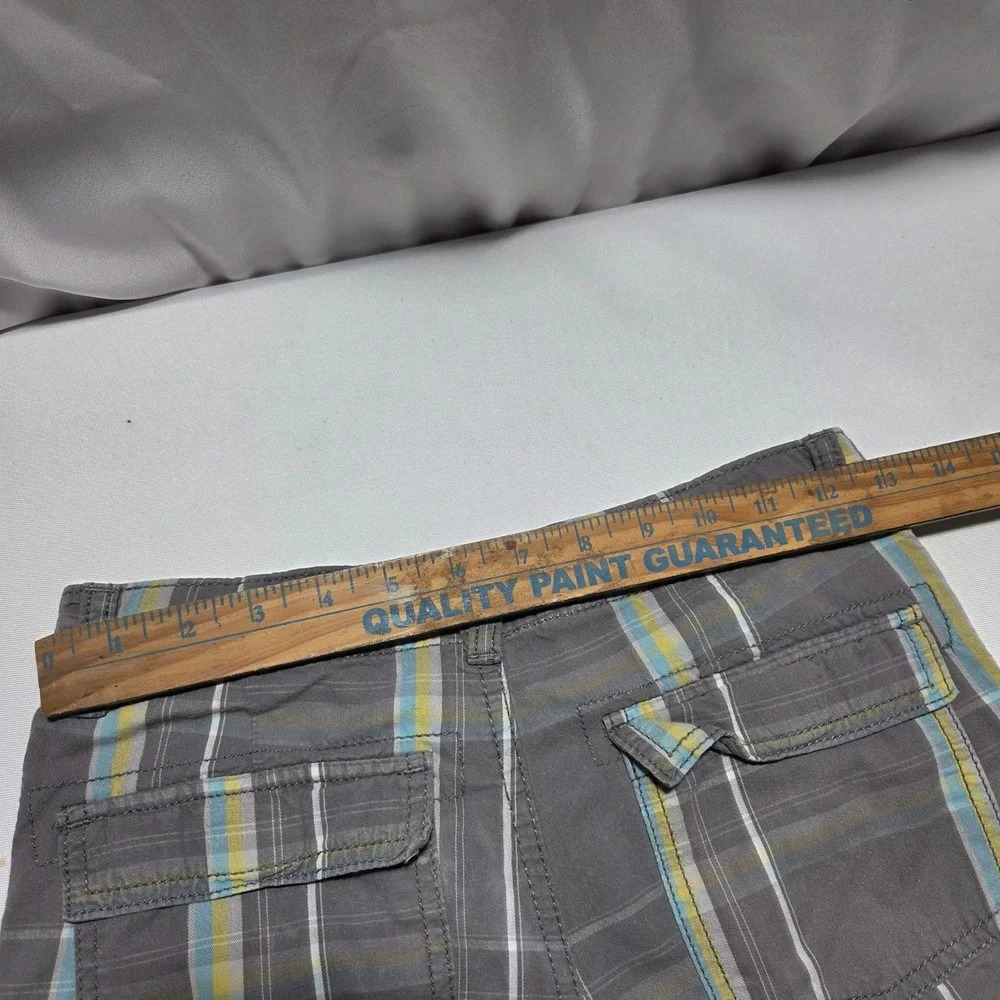 Gymboree‎ Boys Grey Plaid Cargo Shorts Size 12 Cotton Multi Pocket Casual